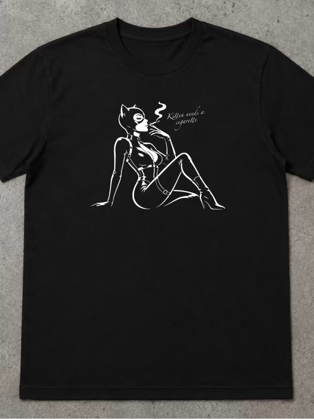 Kitten Needs a Cigarette Black Graphic Tee